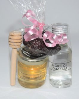 Sunnah Gift PackMini – ZamZam 32.5 ml Pure Honey 40g Kalmi Dates 3 – Muslim Gift
